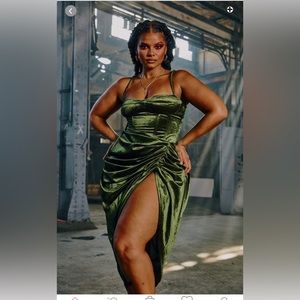 Khaki velvet corset top and bottom available